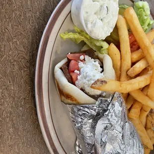 Gyro Sandwich with French Fries