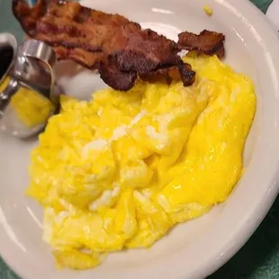 Scrambled eggs and bacon.