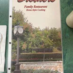 Brothers Family Restaurant Home Style Cooking menu. I collect menus. Do you think she&apos;ll let me take this home?