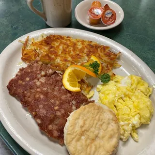 Corn Beef Hash and 2 Eggs Combination