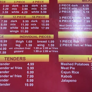 Counter menu