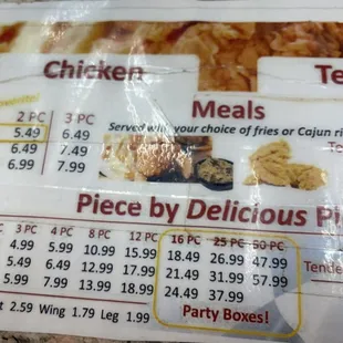 Menu as of November 2022