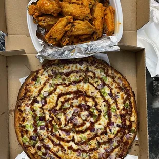 14&quot; Gluten Free Crust Pizza, Brothers BBQ Pizza, &amp; Buffalo Chicken Wings