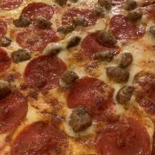 up close and personal with pepperoni &amp; italian sausage!