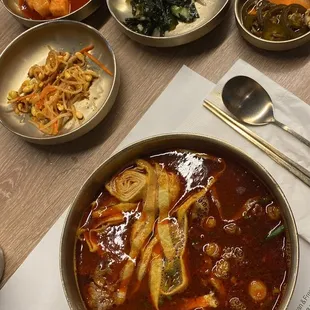 spicy galbi tang + banchan