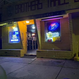 outside of restaurant at night