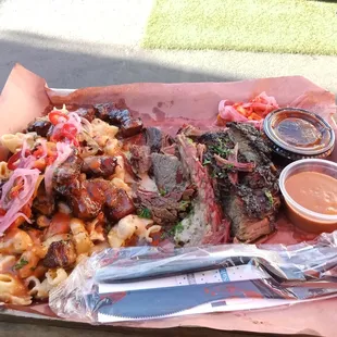 pretty great loaded mac (minus beans, they were out that day) + extra added brisket