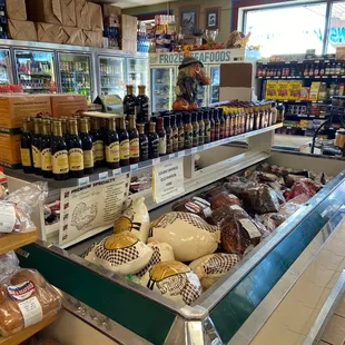 Inside cases with turkey--including whole smoked turkeys!-- and ham