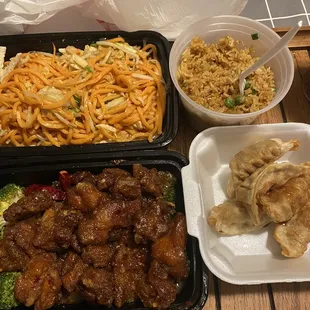 16. 22. Chicken Fried Noodle 62. Orange Chicken 14. Egg Fried Rice 27. Cabbage and Pork Dumplings