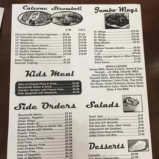 sushi and sashimi, menu