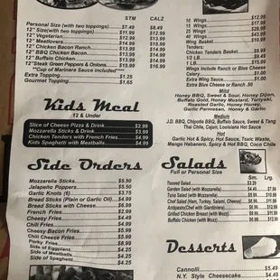 sushi and sashimi, menu