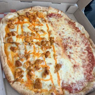 Half Buffalo Chicken Pizza Half Cheese Pizza Pie