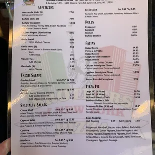 menu