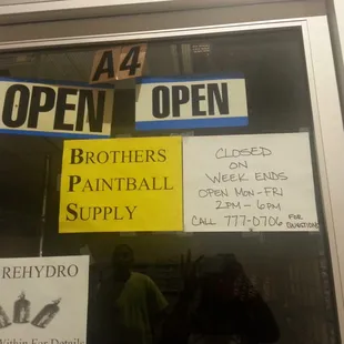 two signs say "open" and claims they are closed weekends. Open Mon- Fri from 2-6 Today is October 1st, Wed. NO ONE IS HERE!