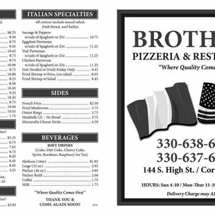 menu