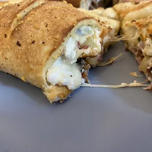 a half of a sandwich cut in half