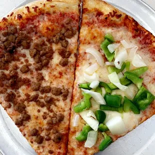 two slices of pizza on a plate