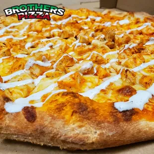 a close up of a pizza