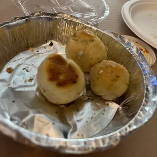 Oh and also there is foil stuck on our garlic knots!