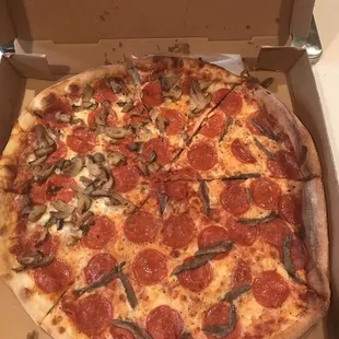 Pepperoni with 1/2 Anchovies &amp; 1/2 Mushrooms