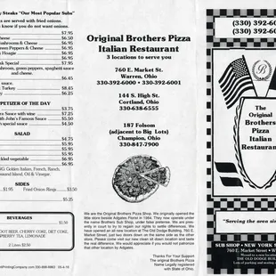 Menu side 1