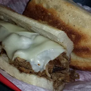 Cheesesteak with mushrooms and provolone.