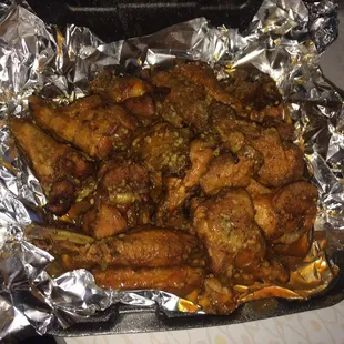 I ordered 24 wings for 17 bucks. I asked for Roasted Garlic &amp; Hot mixed. They were freakin incredible!!!