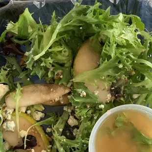 Left over pear and Gorgonzola salad. One of the best salads I have had.