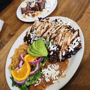 Chilaquiles with Chicken Mole, and pecan French toast