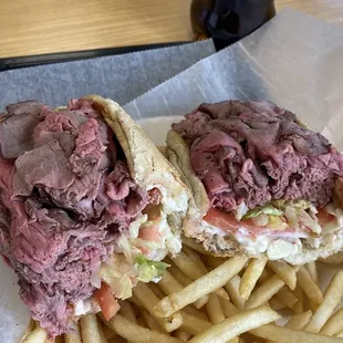 Small Roast Beef Hot Sub and Small French Fries