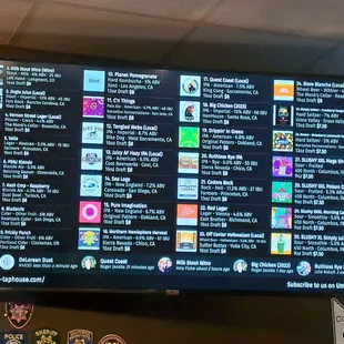 Beer menu on 2/10/23