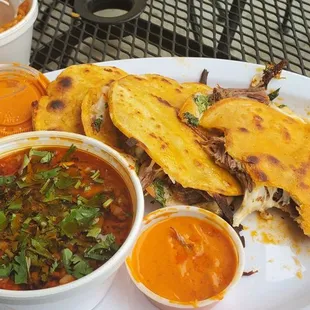 The food was delicious! Tacos were crunchy and full of meat. Rice and beans were also great.