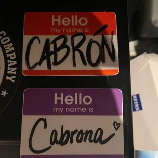 Name tag stickers
