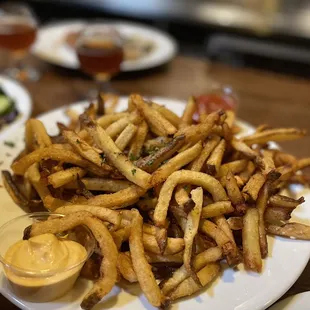 a plate of french fries