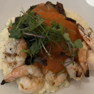 Shrimp and grits. Love how they flavored the shrimp!