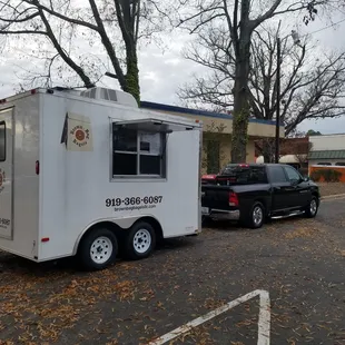 a food truck parked in a parking lot