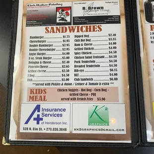 Menu inside