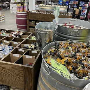 MANY bins of mini bottles of many varieties, many for just 49-99 cents, including good brands you don't often see!