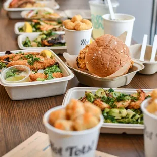 a variety of food on a table
