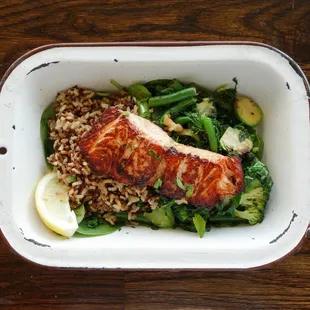 Grilled Salmon Greens &amp; Grains