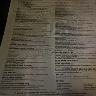 The Brown Tavern Menu