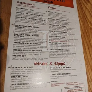 A photo of the menu that is clear and useful!
