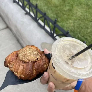 Brown butter latte and banana bread twice baked