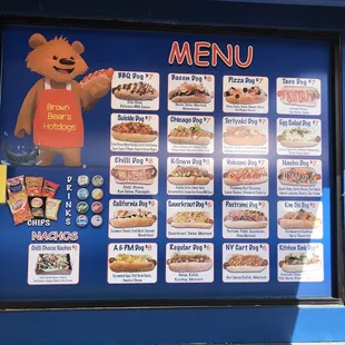 Every type of hot dog you could imagine- even The Kitchen Sink