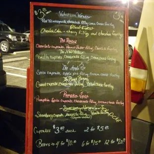 a menu on a blackboard