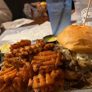 Burger wow and those sweet potato waffle fries