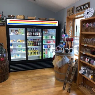 the inside of a wine shop