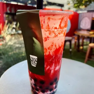 a close up of a drink