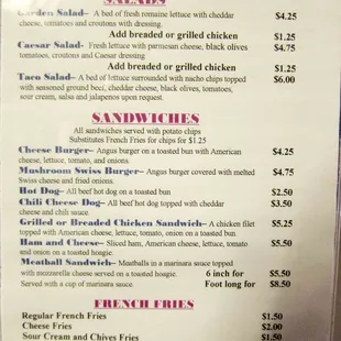 Menu side 1