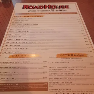 the menu